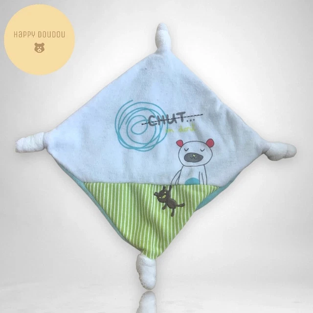 Doudou plat carré mouchoir ours pommette