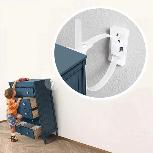 Paquetes de 10 correas para muebles, kit de correas de anclaje para muebles a prueba de bebé y