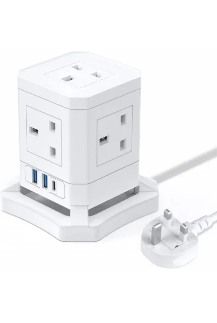 Cube Extension Lead with USB, KOOSLA [𝟯𝟬𝗪 𝗣𝗗]Surge Protection Power Strip 5