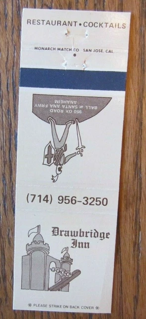 Knight On Matchbook Matchcover: Drawbridge Inn (Anaheim, California) -E13