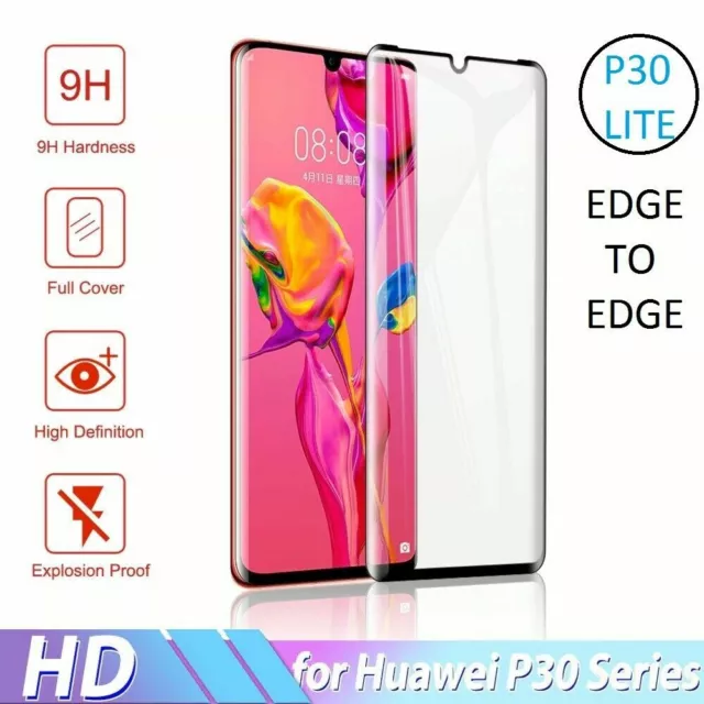 For Huawei P30 Lite 5D Genuine Curved Full Tempered Glass Screen Protector