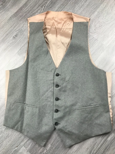 Cappotto vita blu vintage da uomo con retro raso crema