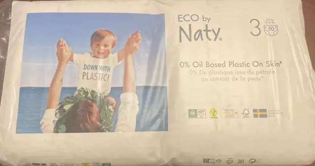 Eco by Naty - Baby Nappies  - Size 3  - 50 Pack (4-9 kg).  BNSIP