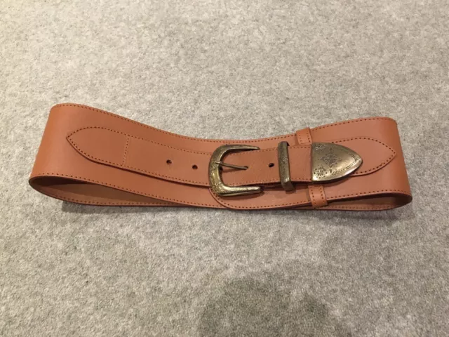 Vintage Warehouse Tan Leather Wide Belt