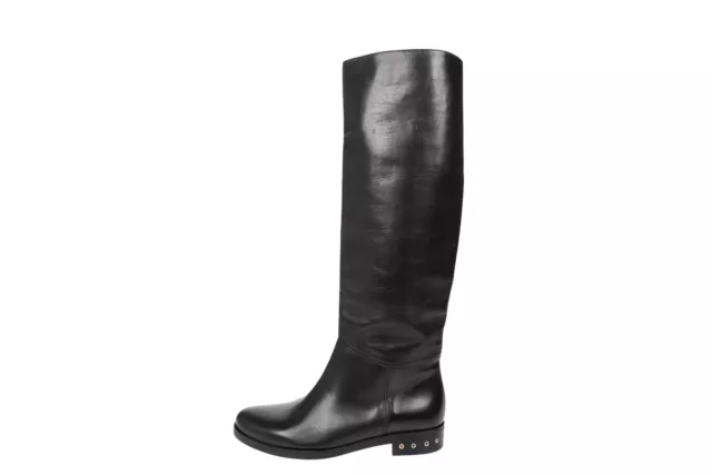 Lanvin 219879 Women Black Leather Pull On Knee High Boots Size 38 (8B)