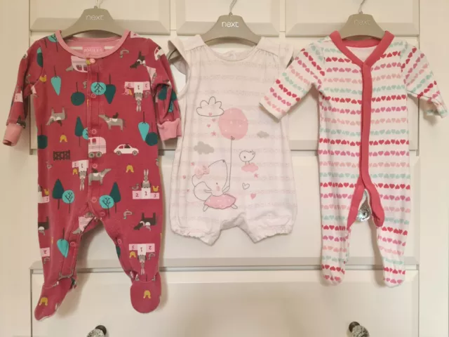 Newborn Baby Girls 0-3 Months Babygrow Sleepsuit Romper By Joules F&F Mothercare