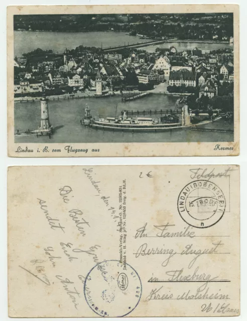 83324 - Lindau in Lake Constance - aerial view - field postcard, run 15.1.1943