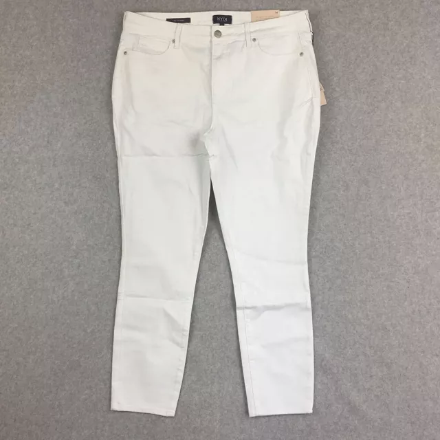 NWT NYDJ Ami Skinny Jeans Women 14 White Stretch Cotton High Rise 34x27