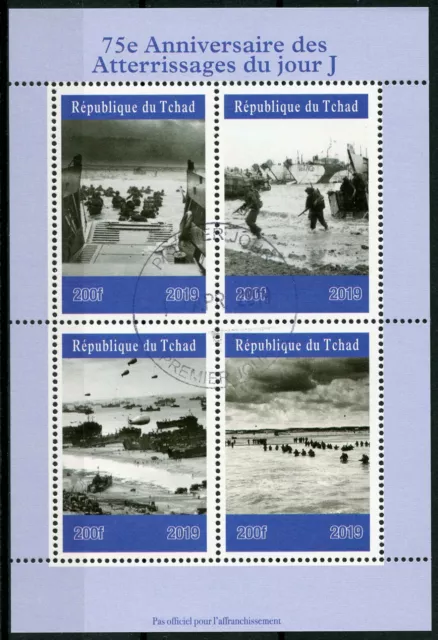 Chad 2019 CTO WWII WW2 D-Day 75th Anniv 4v M/S World War II Military Stamps
