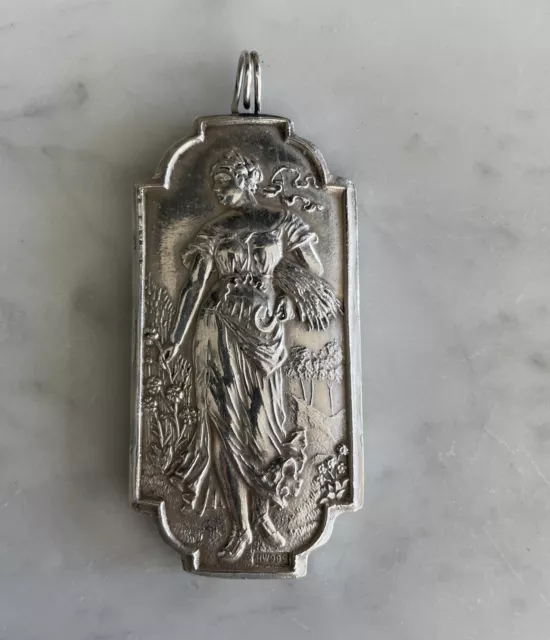 Vintage Henryk Winograd HW 999 Fine Silver Repoussé Woman & Wheat Pendant