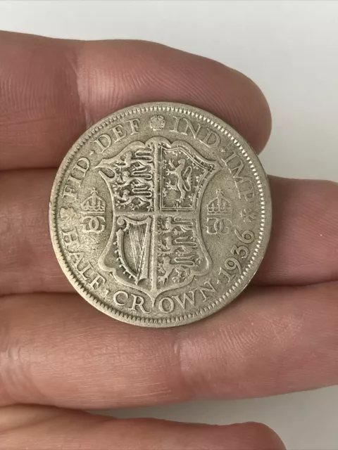 Great Britain 1936 - King George V - Silver .500 Half Crown Coin