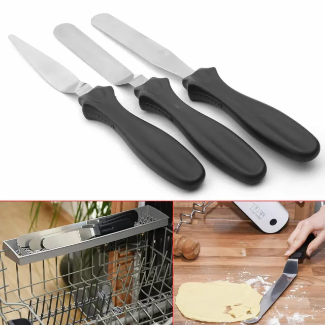 3pcs Stainless Steel Spatula Palette Sharp Knife Set Cake Decorating Tools Kit