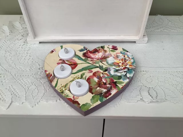 Decoupaged Heart Shaped Tea Light Holder