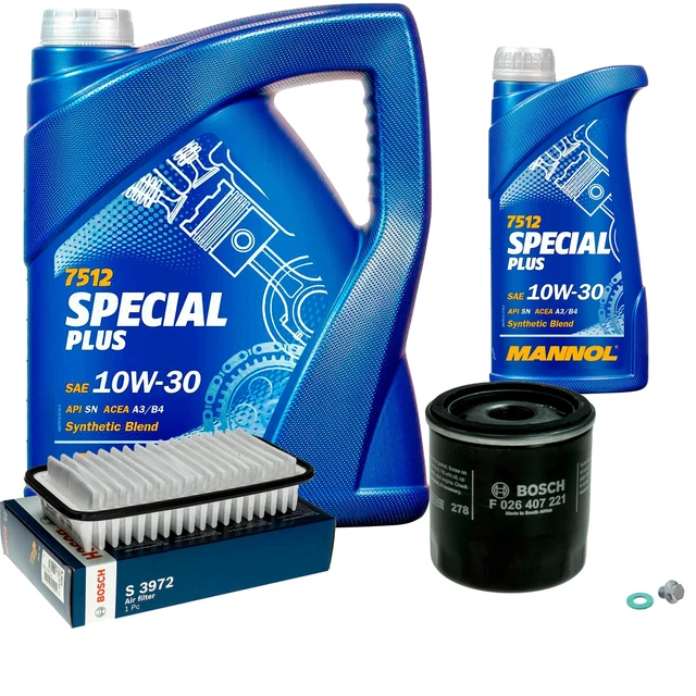 BOSCH INSPECTION SET 6 L mannol Special Plus 10W-30 pour Toyota Yaris ...
