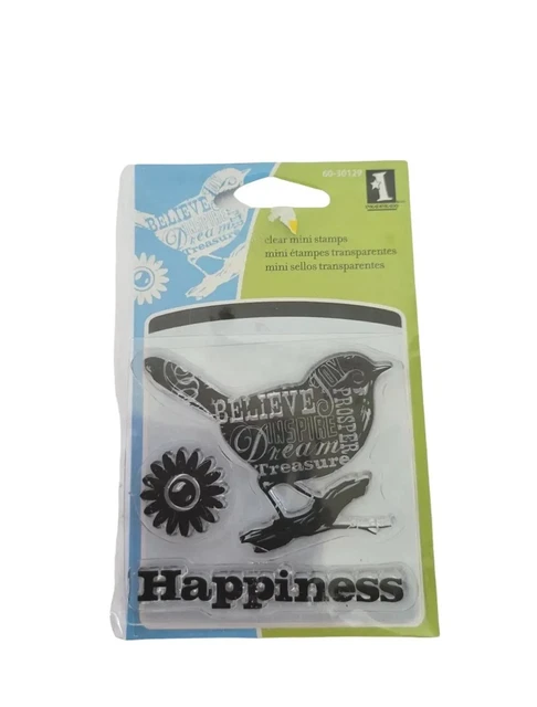 NEW INKADINKADO CLEAR Stamp Bird Happiness Flower Believe Dream