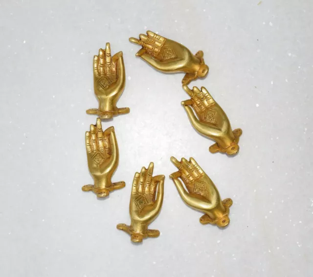 Brass Hand Knob Set of 06 Drawer Kitchen Yoga Lady hand Shape Cabinet Pull MK41 3