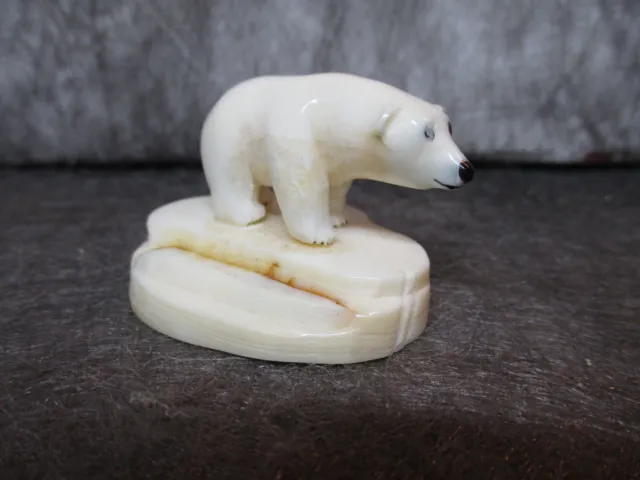 Alaskan Bear Carving White Jade. Inuit. Eskimo. Alaska. stone sculpture #203