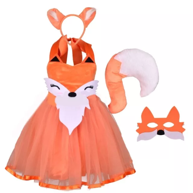 Kids Costume Foxes Ears Headband Tail Mask 3pcs Set