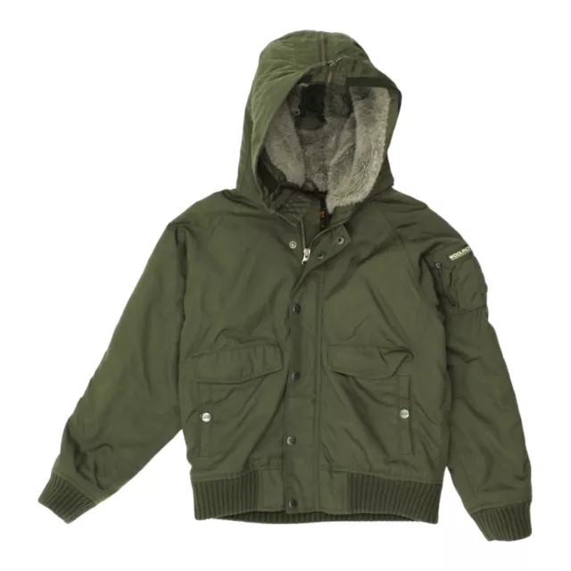 Woolrich Boys Green Hooded Quilted Jacket | Vintage Designer Kids Outdoors Wear