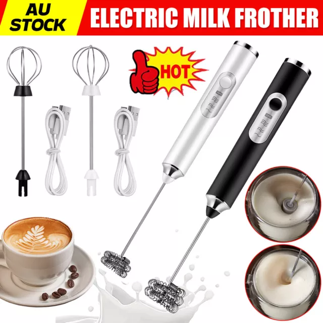 Rechargeable USB Electric Egg Beater Coffee Milk Frother Drink Foamer Mixer Tool