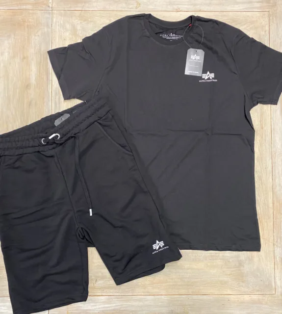 Alpha Industries mens t shirt and shorts set size XL Black RRP £80