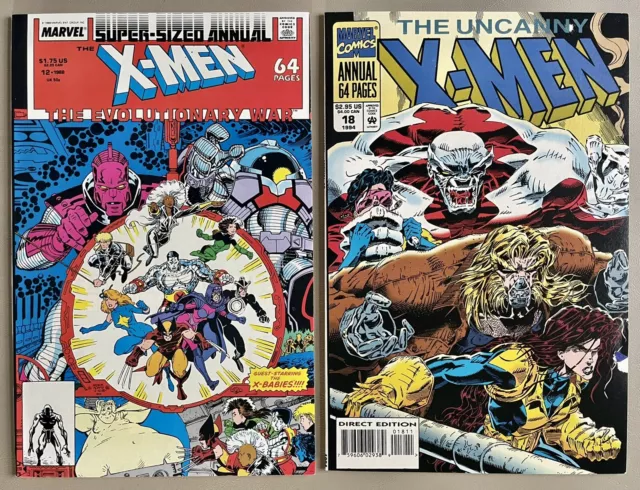 2 Uncanny X-Men Annuals! #2 (1988) and #18 (1994). High Evolutionary! X-Babies!