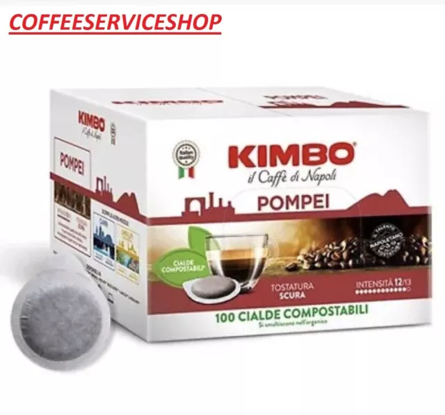 100 CIALDE COMPOSTABILI CAFFE' KIMBO POMPEI EX NAPOLI ( 44 mm )