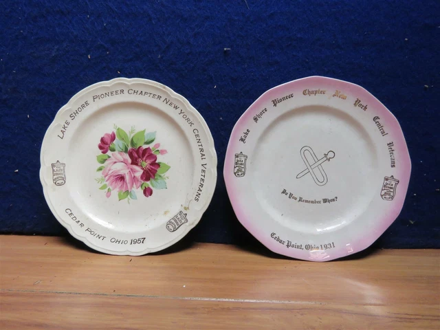 New York Central Cedar Point Ohio 1931 & 1957 Collector Plates 9" X 9" 591102