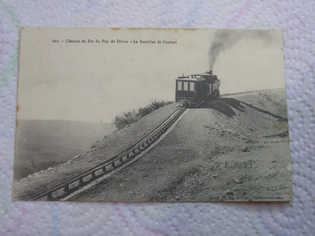 CPA - Chemin de fer du Puy de Dome - Le remblai de CEYSSAT