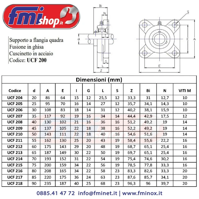 Supporto A Flangia Con Cuscinetto UCF 204 - Diametro 20mm | Per Macchinari Industriali - Foto 11