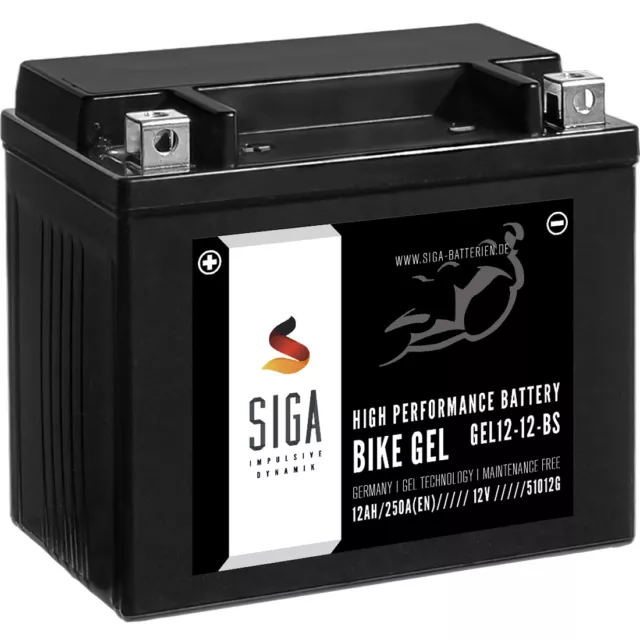 SIGA YTX12-BS GEL Motorradbatterie Gelbatterie 12V 12Ah Batterie CTX12-BS 51012