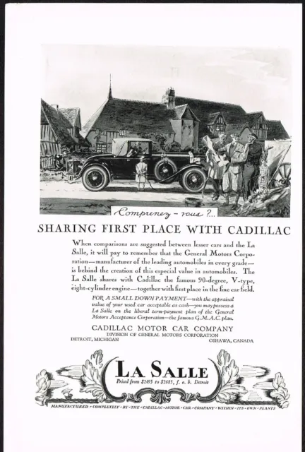 1927 Original Vintage Cadillac La Salle Roadster Car Automobile Art Print Ad