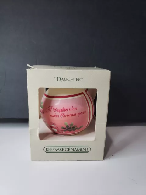 Hallmark Keepsake Unbreakable Ornament 1982 DAUGHTER Girl Pink Satin Ball GR7