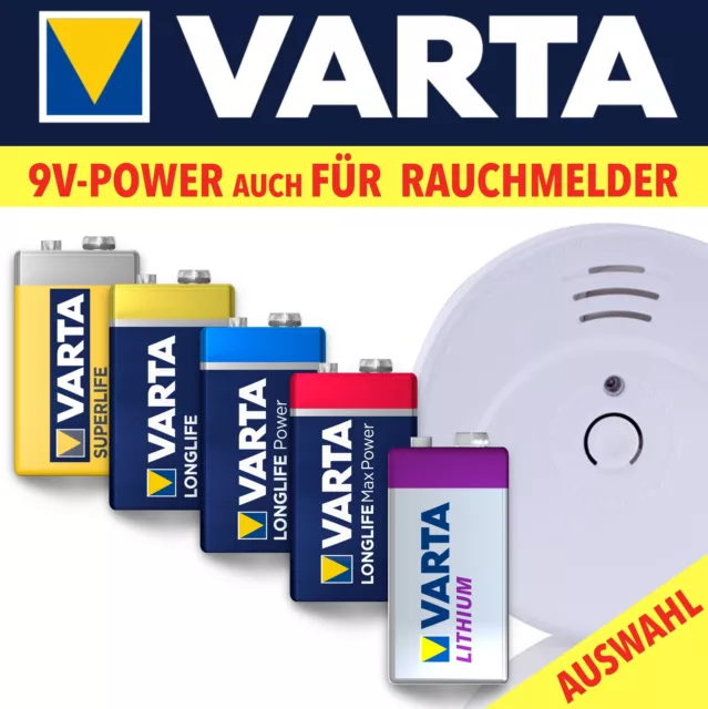 Batteries détecteurs de fumée VARTA 9V HighEnergy Longlife MaxTech Superlife bloc 9V