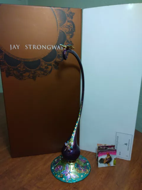 RARE JAY STRONGWATER Glass Butterfly & Dragonfly Ornament Holder Hook Purple NIB