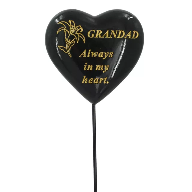 Special Grandad Black & Gold Lily Flower Memorial Tribute Stick Graveside Plaque