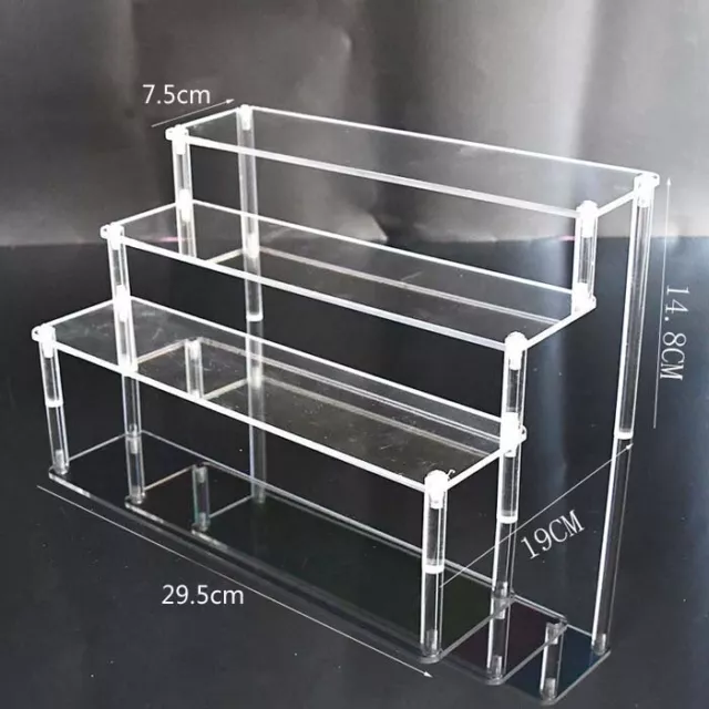 3 Tier Clear Acrylic Holder Riser Display Shelf Removable Rack Figures Jewelry