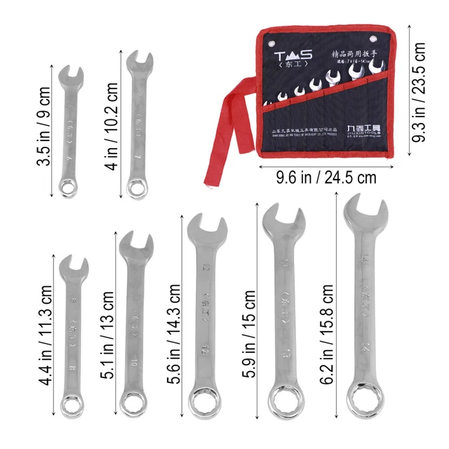 7 en 1 6-14mm Dual Heads Dicephalous Combinaison Clés Set (Argent) 2