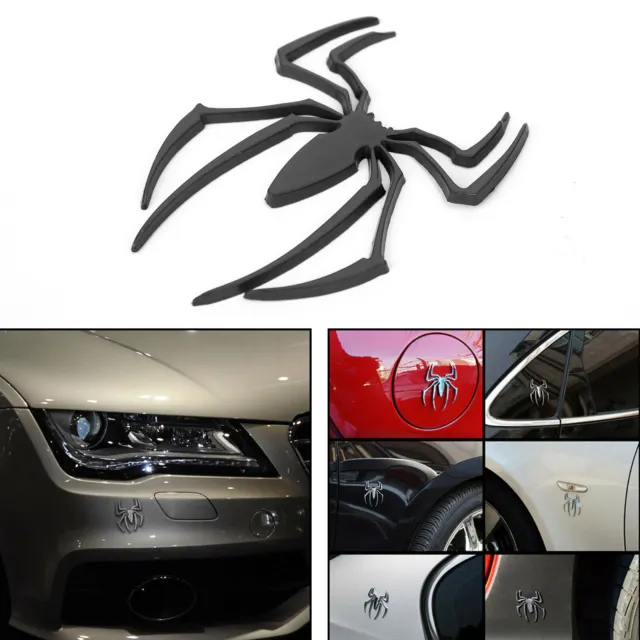 Car Sticker Metal Badge Emblem Spider Shape 3D Car Decal Sticker Diy Black