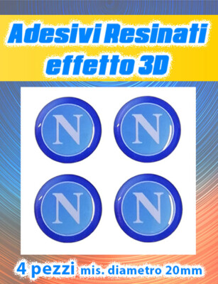 diametro 20mm 4 Adesivi Napoli Calcio Resinati effetto 3D 