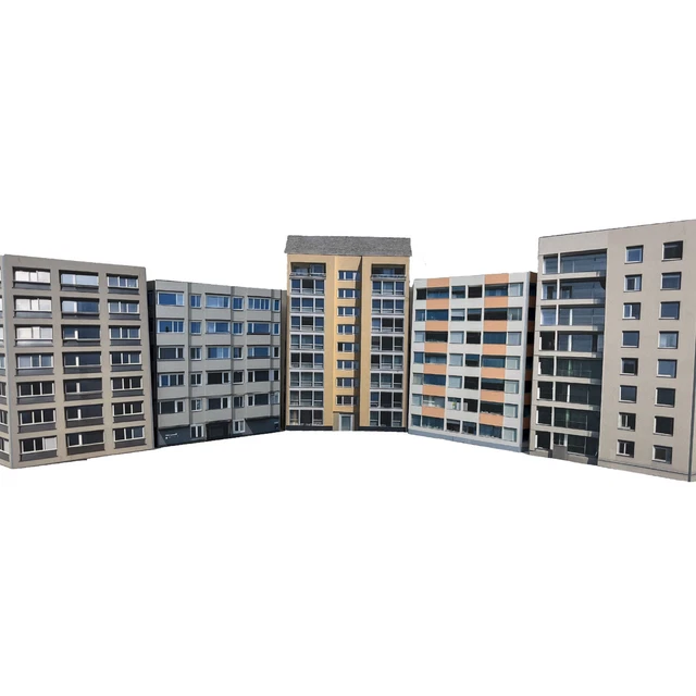 3 Car Low Relief N Gauge Industrial Warehouses - 1:148 Scale Model Railway Kit, Self Assembly, NII008