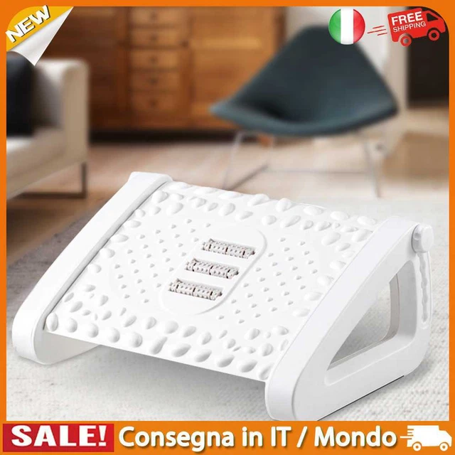 IT Ergonomic Footrest Stool Adjustable Foot Resting Stool for Gaming (White)