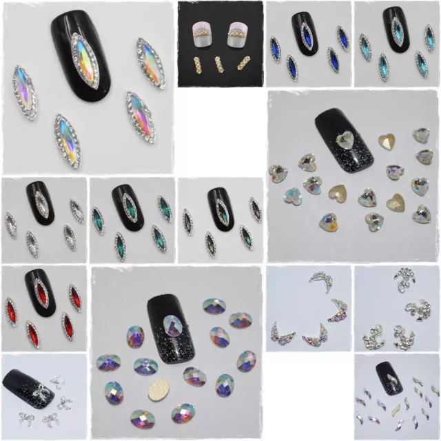 Nail Art Overlay - 2x 3D Einleger Charm Nailart Nageldesign Strass Kristall #N1