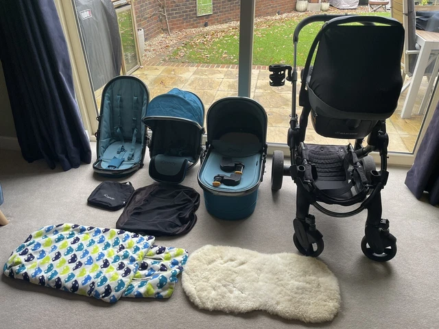 iCandy Peach 4 Blossom Peacock Double Buggy Accessories & Maxi Cosi Car Seat.