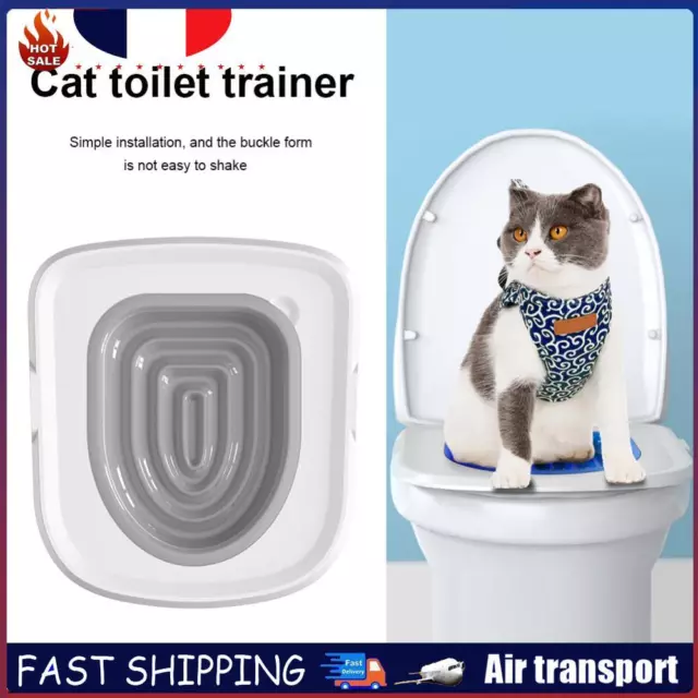 Cat Litter Box Mat Plastic Puppy Kitten WC Toilet Trainer Pet Products (Grey) FR