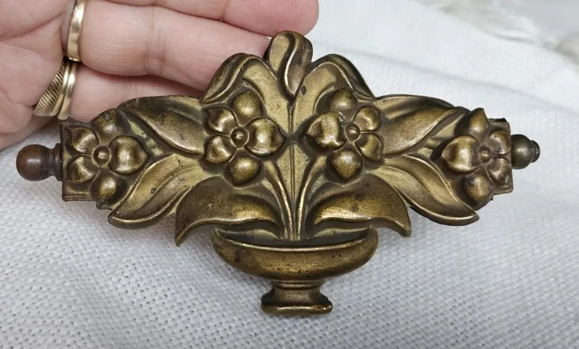 Antique Brass Gilt Repousse Curtain Rod Center or Tie