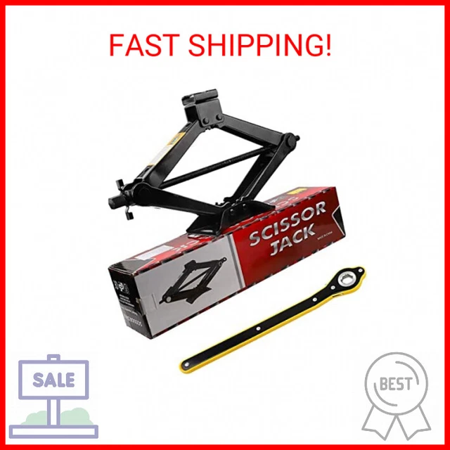 CPROSP Scissor Jack 2.5 tons (5,511 lbs) Capacity with Ratchet Handle Effort Sav