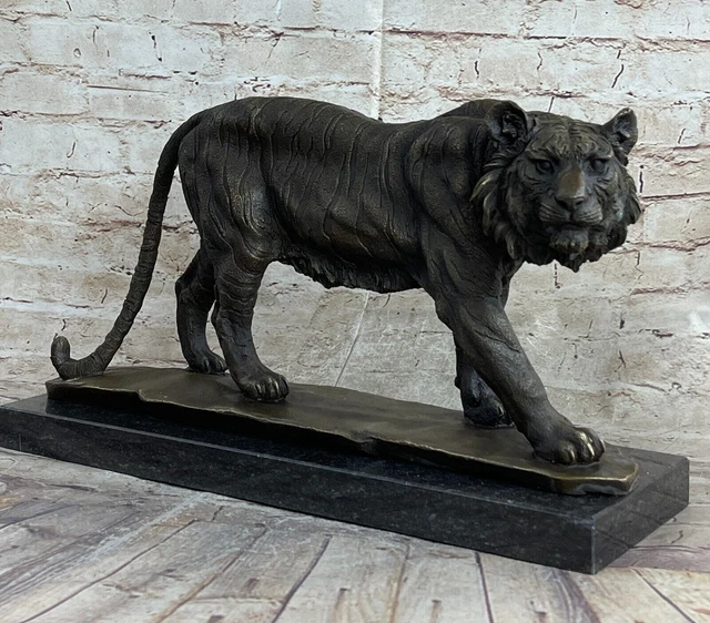 Handmade 17.5" European Feng Bronze Gilt Zodiac Animal Tiger Statue Sculpture NR