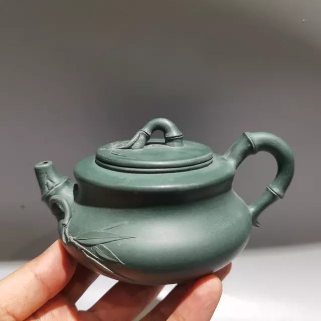 Vintage Chinese Yixing Purple Clay Teapot Zisha Ceramic Bamboo Teaware Collector