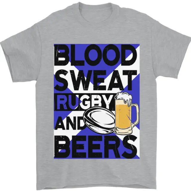 T-shirt da uomo Blood Sweat Rugby and Beers Scozia divertente 100% cotone 2
